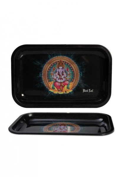 Black Leaf Rolling Tray Ganesha, 18 x 14 cm