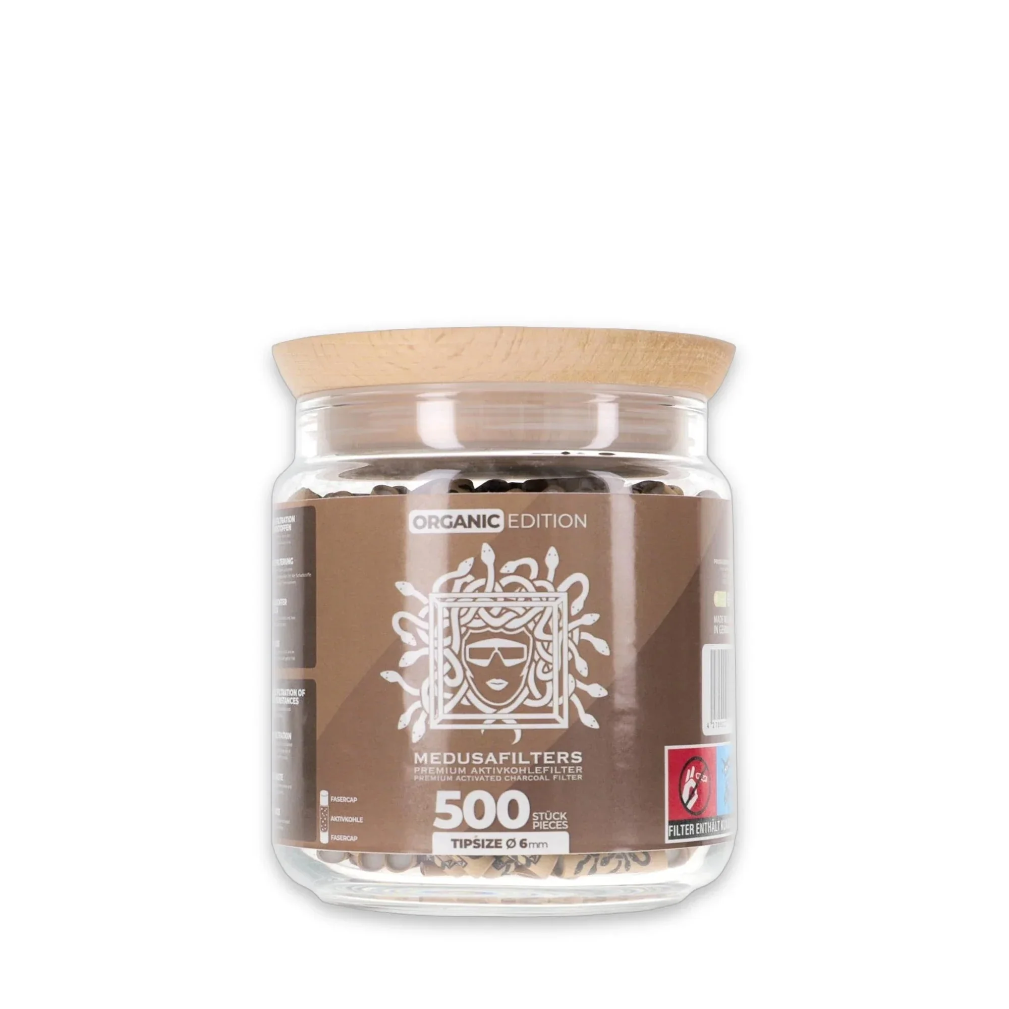 Medusa Organic - Aktivkohlefilter, Glas - 500Stk.