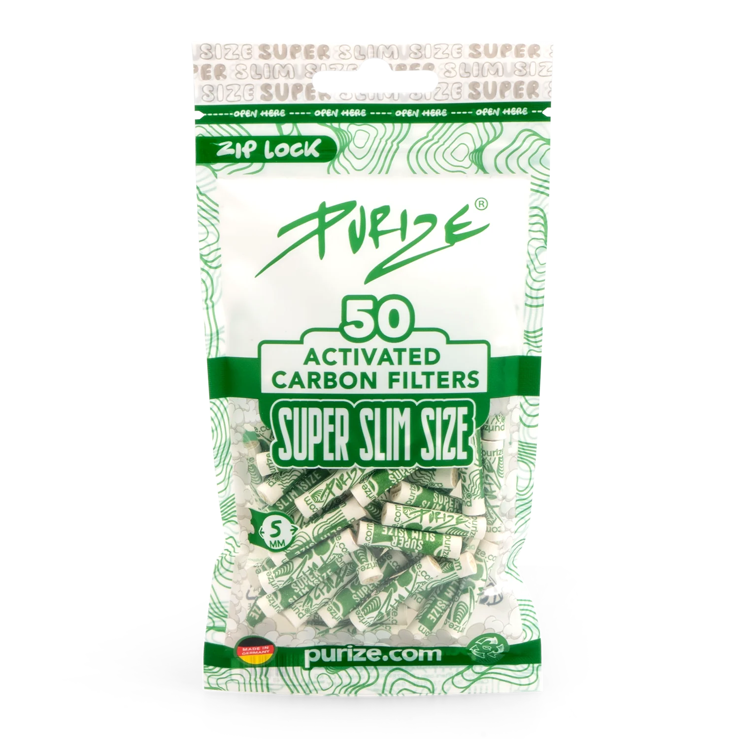 Purize Super Slim Size Aktivkohlefilter, White - 50Stk.