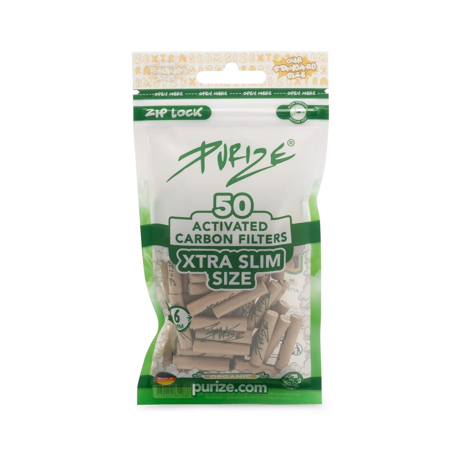 Purize Xtra Slim Aktivkohlefilter, organic - 50Stk.