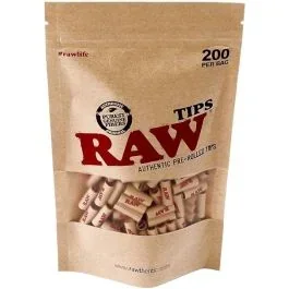 RAW Prerolled Tips BAG, 200 Tips